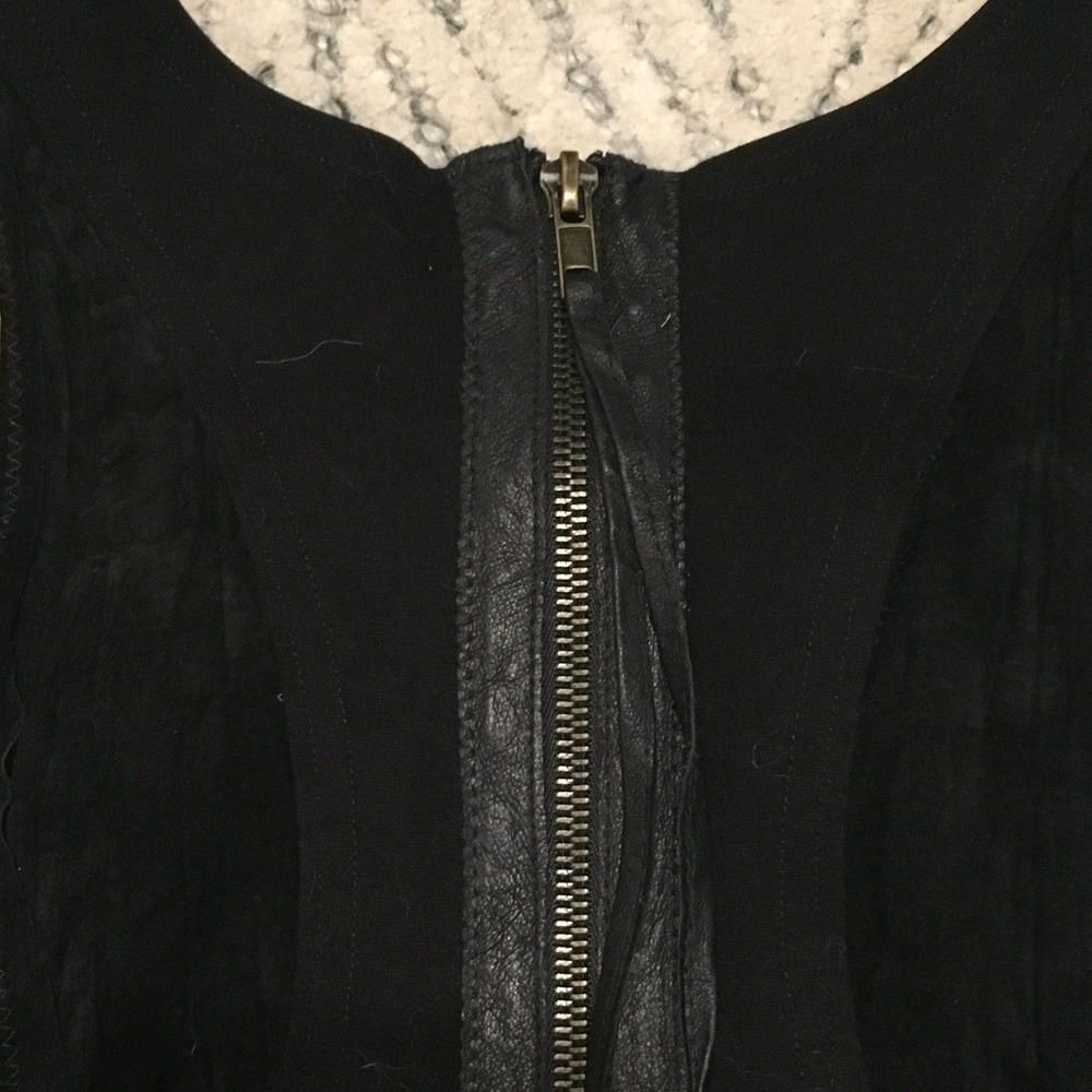 Illia Black Leather Lace Up Corset Tank Top Vest Back Zip Size 4 - Picture 5 of 8
